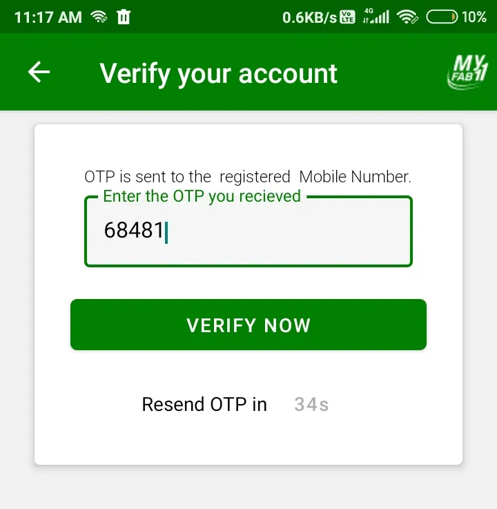 enter otp to verify your account