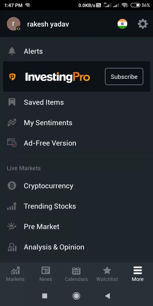 investing.com app tools , like stock screener, currency converter, webinars, fed rate monitor, top brokers